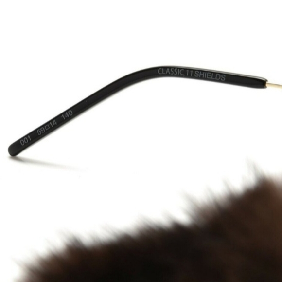 Saint Lauren Gold Mink Fur Classic 11 Shields Sunglasses - Picture 14 of 15